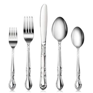 new star foodservice 58857 rose pattern, 18/0 stainless steel, (60 piece flatware set)