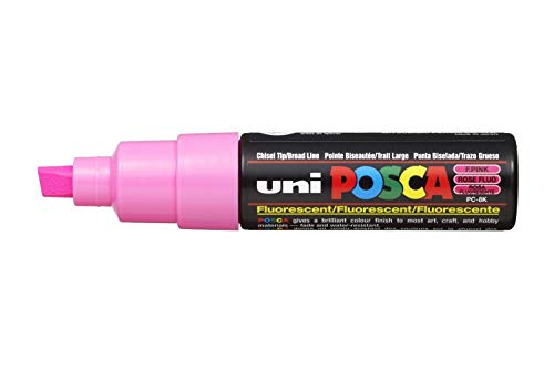 UNI POSCA PC-8K CHISEL TIP MARKER PEN- FLUORESCENT PINK (BOX OF 6)