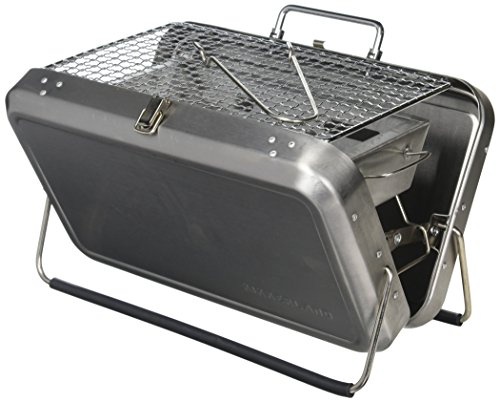 Kikkerland BQ01 Portable BBQ Suitcase, Silver