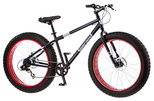 Mongoose Dolomite Mens and Womens Fat Tire Mountain Bike, 26-inch Wheels, 4-Inch Wide Knobby Tires, 7-Speed, Adult Steel Frame, Front and Rear Brakes, Navy Blue