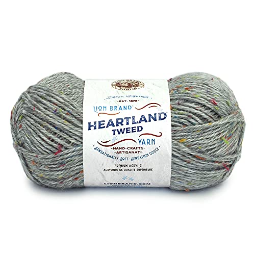 Lion Brand Yarn Heartland Yarn for Crocheting, Knitting, and Weaving, Multicolor Yarn, 1-Pack, Mount Rainier Tweed