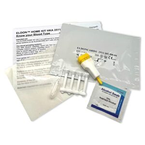 Eldoncard Blood Typing Kit, 1 Test, Know Your Blood Type, Instant Home Testing Kit, A, O, B, Rhs-D Negative and Positive Blood Types Tested