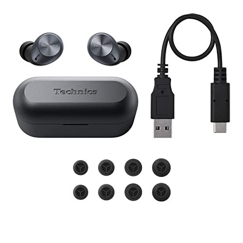 Technics True Wireless Multipoint Bluetooth Earbuds with Microphone, HiFi, Clear Calls, Long Battery Life, Lightweight Comfort Fit, Alexa Built In, EAH-AZ40-K (Black)