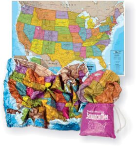 waypoint geographic usa scrunchmap, portable, easy-to-store usa map, water and tear-resistant map, eco-conscious unique gifts, storage bag included, 24" h x 36" w