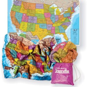 Waypoint Geographic USA ScrunchMap, Portable, Easy-to-Store USA Map, Water and Tear-Resistant Map, Eco-Conscious Unique Gifts, Storage Bag Included, 24" H x 36" W