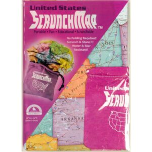 Waypoint Geographic USA ScrunchMap, Portable, Easy-to-Store USA Map, Water and Tear-Resistant Map, Eco-Conscious Unique Gifts, Storage Bag Included, 24" H x 36" W