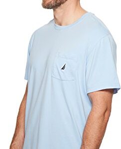 Nautica Men's Solid Crew Neck Short Sleeve Pocket T-Shirt, Noon Blue, X-large