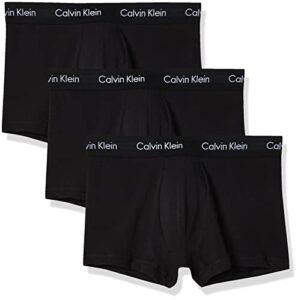calvin klein men's cotton stretch multipack low rise trunks, black, medium