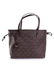 new authentic michael kors jet set large reversible tote (brown/sand)