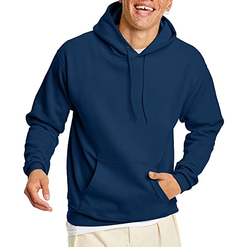 Hanes Men's Pullover EcoSmart Hooded Sweatshirt, Navy, XX-Large