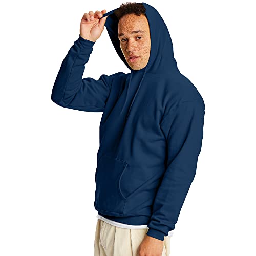 Hanes Men's Pullover EcoSmart Hooded Sweatshirt, Navy, XX-Large