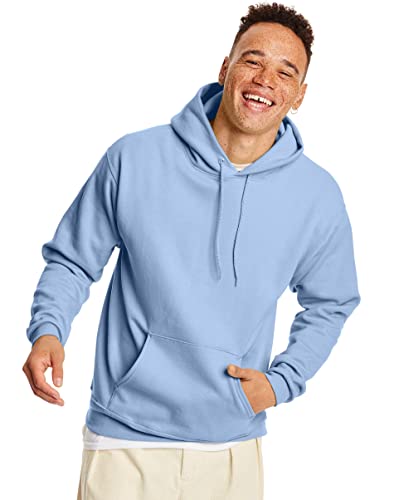 Hanes Men's Pullover EcoSmart Hooded Sweatshirt, Light Blue, Large