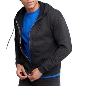 hanes men's full-zip eco-smart hoodie, black, xx-large
