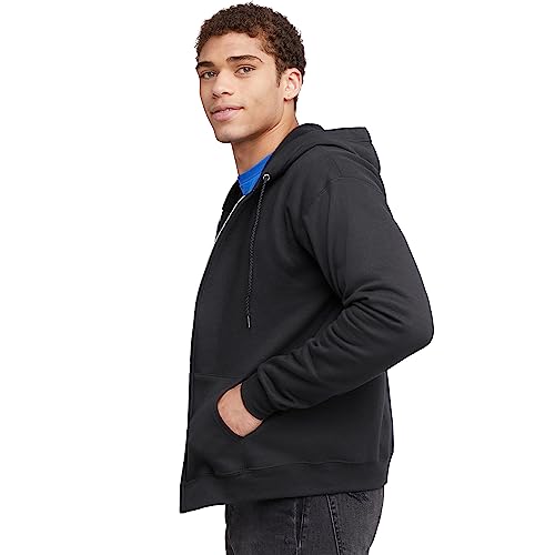 Hanes Men's Full-Zip Eco-Smart Hoodie, Black, XX-Large