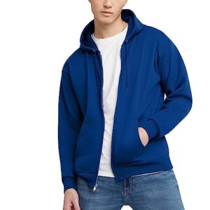 hanes men's full-zip eco-smart hoodie, deep royal, large