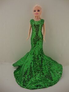 awe inspiring green sequined mermaid gown made to fit barbie doll