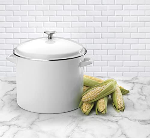 Cuisinart Enamel Stockpot with Cover, 16-Quart, White