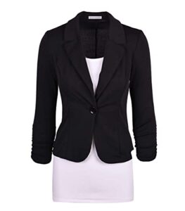 auliné collection women's casual work solid color knit blazer black small