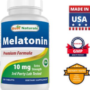 Best Naturals Melatonin 10mg (Non-GMO) Tablets - Helps Promote Relaxation & Sleep - 120 Count