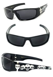 locs black harcore fly sunglasses + free micro fiber bag (black, black)