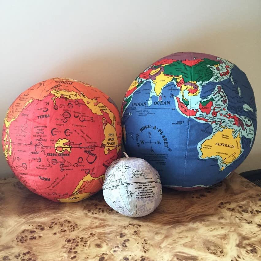 Hugg-A-Planet Earth, Moon, and Mars 3 Piece - Soft Plush Globe for Learning, for Kids Teens Adults, for Teachers and Parents, Educational Toy