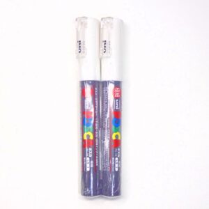 uni posca paint marker pc-1m white, 2 pens per pack(japan import) [komainu-dou original package]