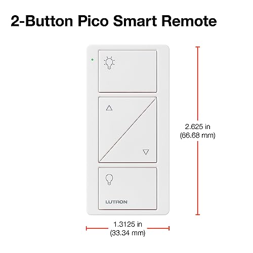 Lutron Pico Smart Remote Control for Caseta Smart Dimmer Switch, 2-Button with Raise/Lower, PJ2-2BRL-GIV-L01, Ivory