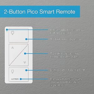Lutron Pico Smart Remote Control for Caseta Smart Dimmer Switch, 2-Button with Raise/Lower, PJ2-2BRL-GIV-L01, Ivory