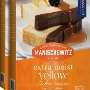 Manischewitz Extra Moist Yellow Cake Mix with Frosting 14oz (2 Pack), Kosher for Passover, Baking Pan Included!