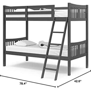 Storkcraft Caribou Twin-over-Twin Bunk Bed (Gray) – GREENGUARD Gold Certified, Converts to 2 individual twin beds