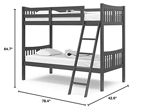 Storkcraft Caribou Twin-over-Twin Bunk Bed (Gray) – GREENGUARD Gold Certified, Converts to 2 individual twin beds