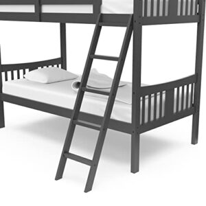 Storkcraft Caribou Twin-over-Twin Bunk Bed (Gray) – GREENGUARD Gold Certified, Converts to 2 individual twin beds