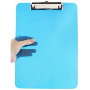 jam paper plastic clipboards with low profile metal clip - letter size (9 x 12.5) - blue - clip board sold individually