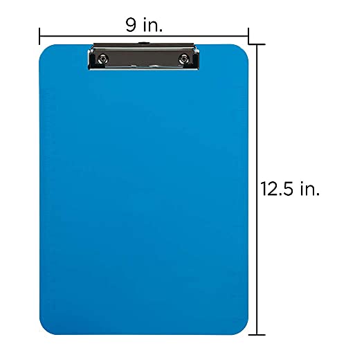 JAM PAPER Plastic Clipboards with Low Profile Metal Clip - Letter Size (9 x 12.5) - Blue - Clip Board Sold Individually
