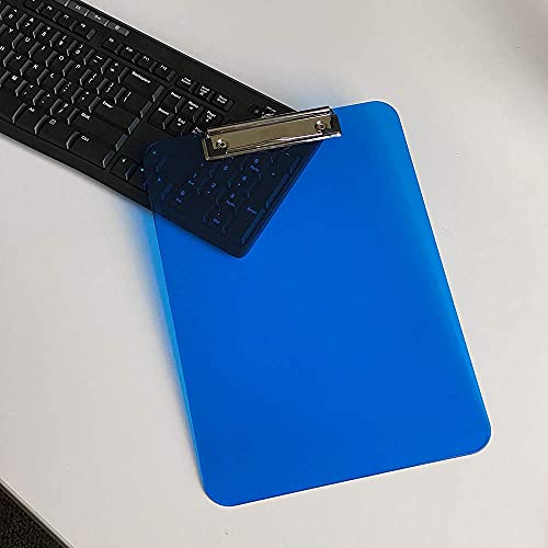 JAM PAPER Plastic Clipboards with Low Profile Metal Clip - Letter Size (9 x 12.5) - Blue - Clip Board Sold Individually