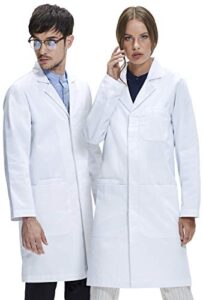 dr. james professional lab coat, unisex, classic fit, smartphone and tablet pockets, white, 40 inch length (6xl)