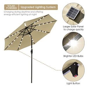 Yescom 9ft 32 Solar Powered LED Light Outdoor Patio Umbrella with 8 Rib Crank Tilt for Table Market Beach Pool Cafe Deck