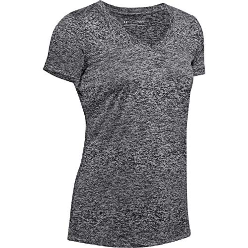 Under Armour Women's Tech V-Neck Twist Short-Sleeve T-Shirt , Black (001)/Metallic Silver , Small