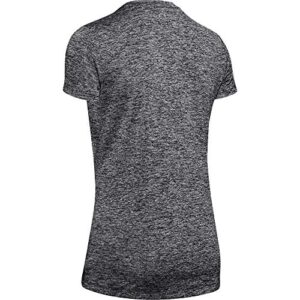 Under Armour Women's Tech V-Neck Twist Short-Sleeve T-Shirt , Black (001)/Metallic Silver , Small