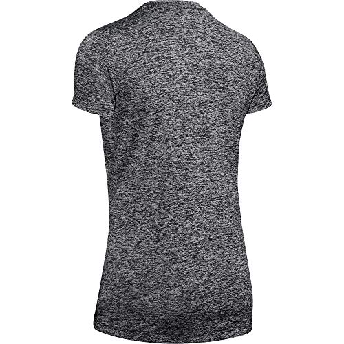 Under Armour Women's Tech V-Neck Twist Short-Sleeve T-Shirt , Black (001)/Metallic Silver , Small