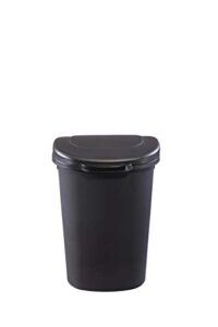 rubbermaid commercial products touch top trash can/wastebasket with lid, 13-gallon, small black garbage bin for home/kitchen/bathroom/bedroom/office
