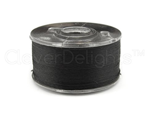 CleverDelights Black Prewound Bobbins - 144 Pack - Size A Class 15 Bobbins - 60wt - SA156 Replacement - for Brother Embroidery Machines - 7/16" x 13/16"