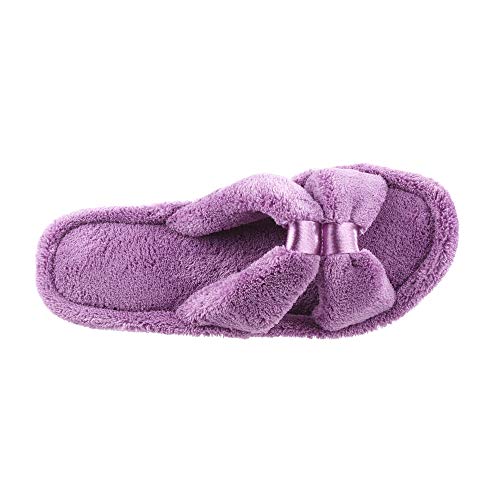 isotoner womens Microterry Satin X-slide slippers, Ultraviolet, 7.5-8 US