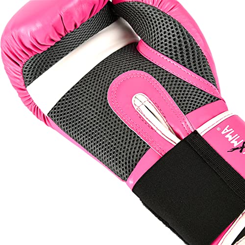 MaxxMMA Pro Style Boxing Gloves for Men & Women, Training Heavy Bag Workout Mitts Muay Thai Sparring Kickboxing Punching Bagwork Fight Gloves (Pink, 10 oz.)