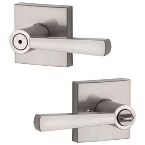 baldwin spyglass , interior privacy door handle reversible lever for bedroom/bathroom, keyless door lock with microban protection, in satin nickel