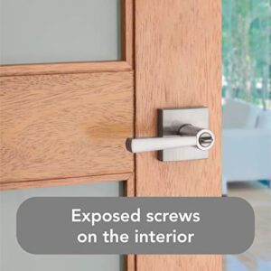 Baldwin Spyglass , Interior Privacy Door Handle Reversible Lever for Bedroom/Bathroom, Keyless Door Lock With Microban Protection, in Satin Nickel