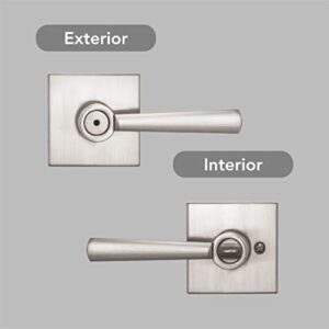 Baldwin Spyglass , Interior Privacy Door Handle Reversible Lever for Bedroom/Bathroom, Keyless Door Lock With Microban Protection, in Satin Nickel