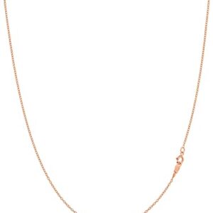 KEZEF Cable Chain Necklace Sterling Silver Italian 1.3mm Rose Gold Plated Nickel Free 20 inch