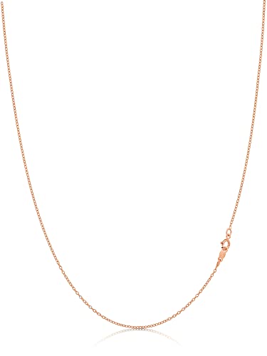 KEZEF Cable Chain Necklace Sterling Silver Italian 1.3mm Rose Gold Plated Nickel Free 20 inch