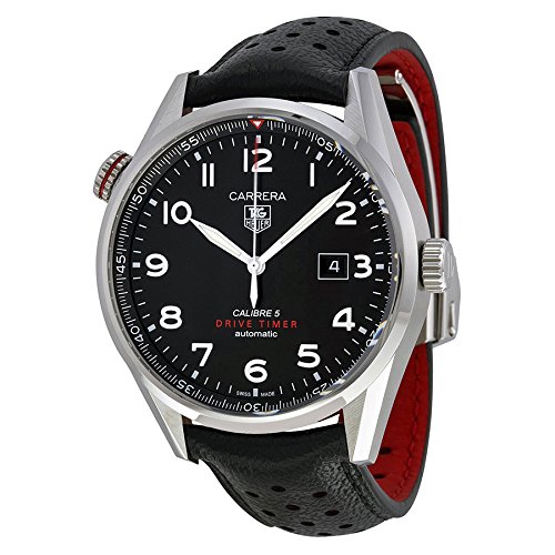 Tag Heuer Carrera Black Dial Black Leather Mens Watch WAR2A10FC6337